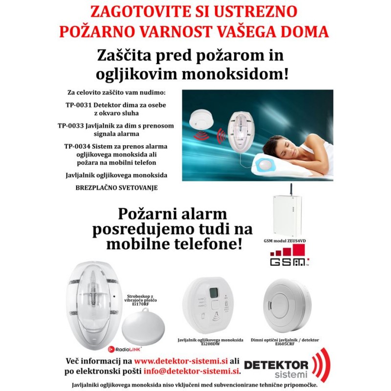 TP-0034 Sistem za prenos alarma ogljikovega monoksida ali požara na mobilni telefon - ZEUS4VD, Ei413